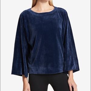 DKNY blue velvet sweatshirt